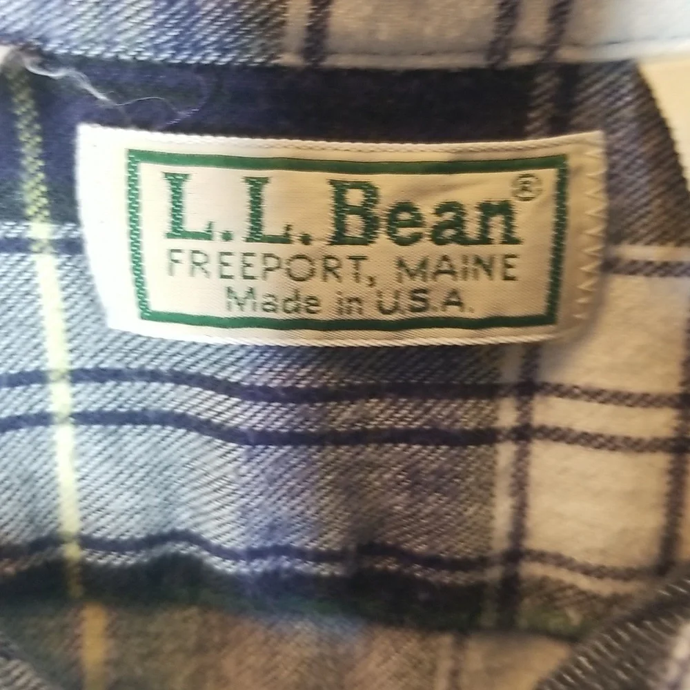 L.L.Bean 90s Button Down Plaid/Flannel Long Sleeve Shirt, Size Large - Picture 6 of 9